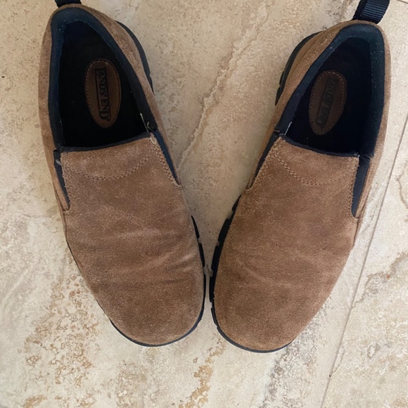 Lands End Tan Suede Ladies Slip Ons Size 8 - Picture 2 of 8